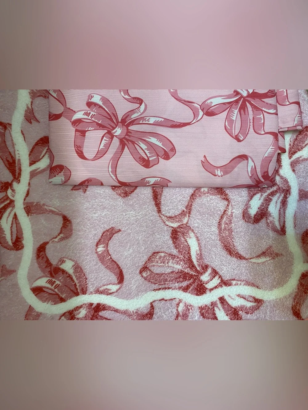 Betsey Johnson ❤️Pink Bow Shower Curtain 72x72” & Rug Set New